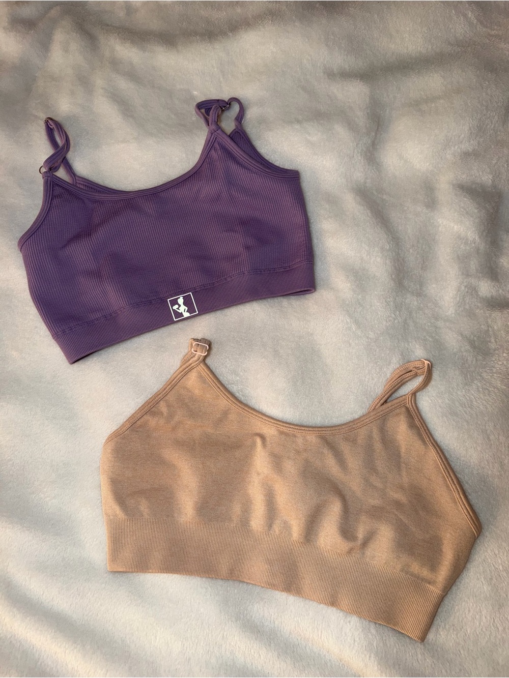 Seamless Ribbed Bralette - Purple & Nude bundle